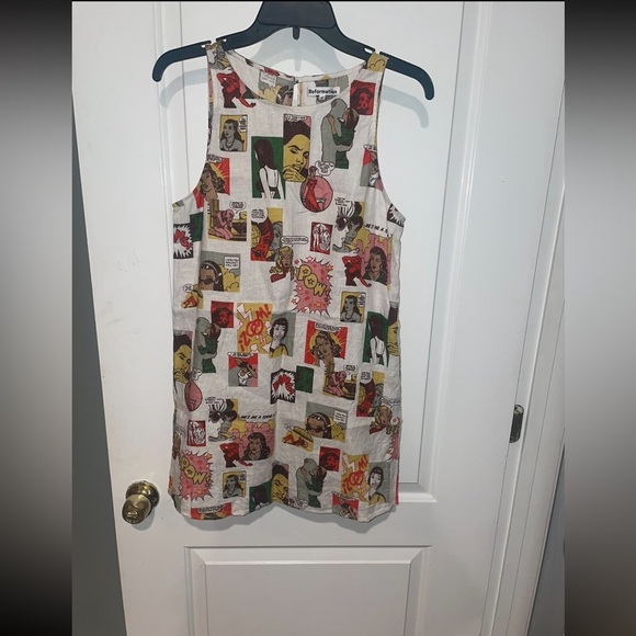 New! Reformation Jessi Linen Comic Book Mini Dress 💋📰 size 4 - Picture 13 of 15